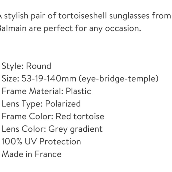 NWT Balmain BL2023B Red Tortoise Shell POLARIZED Cat Eye Sunglasses 53mm - Picture 2 of 2